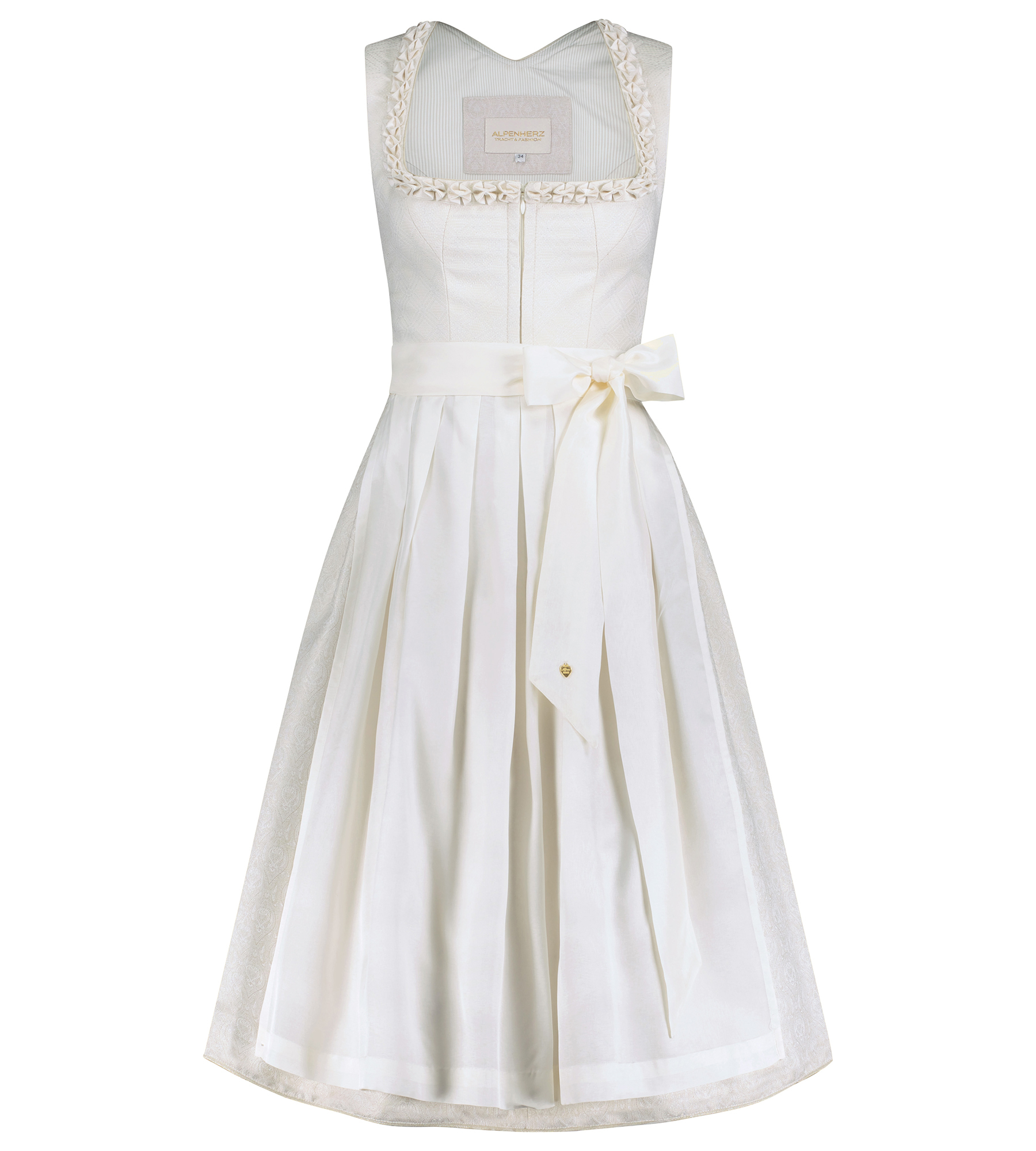 Hochzeitsdirndl in &Eacute;cru mit Seidensch&uuml;rze