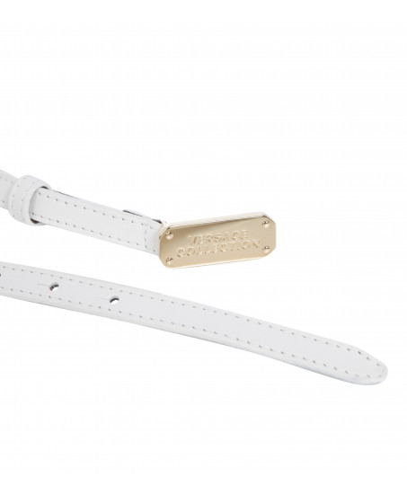 Schmaler Ledergürtel mit Metallelementen