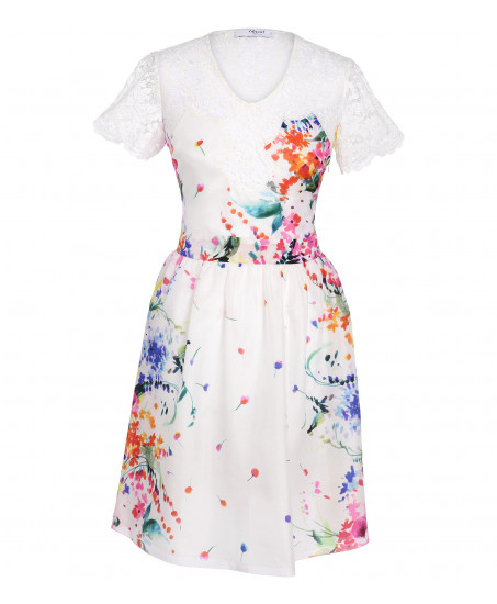 Seidenkleid mit Blumenaufdruck
