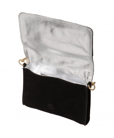 Schwarze Abendtasche mit Gliederkette