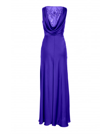 Robe mit transparentem Rückendekolleté in Blau