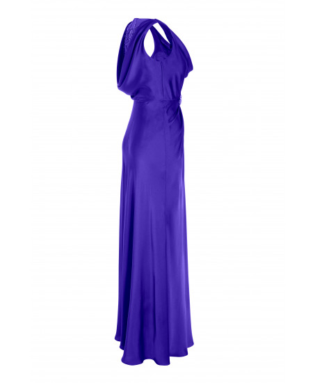 Robe mit transparentem Rückendekolleté in Blau