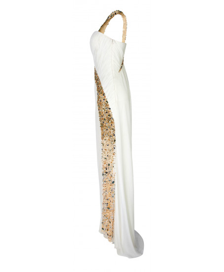 Asymmetrische Abendrobe in Weiss