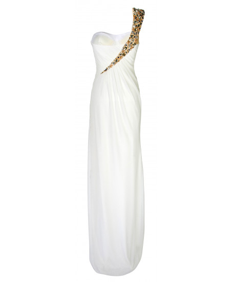 Asymmetrische Abendrobe in Weiss