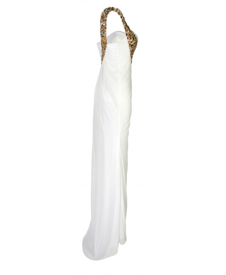 Asymmetrische Abendrobe in Weiss