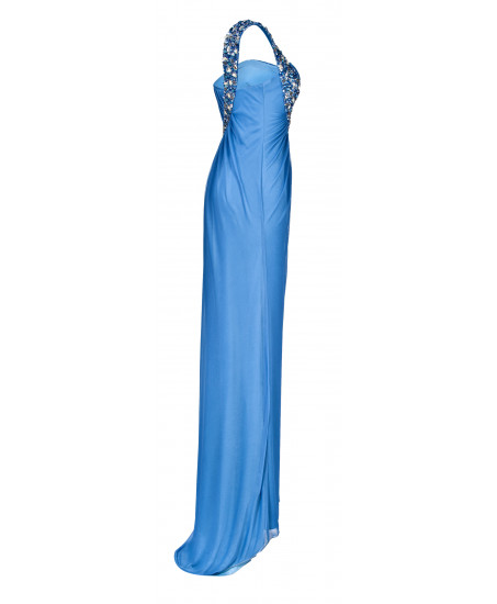 Asymmetrische Abendrobe in Blau