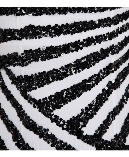 Bustierkleid mit Pailletten in Schwarz-Weiss