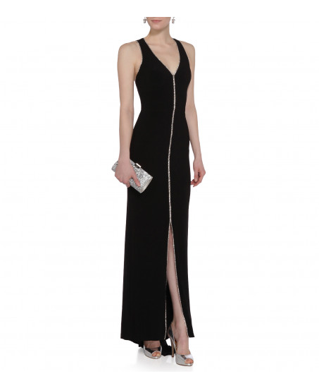 Kleid mit Swarovski-Applikation in Schwarz