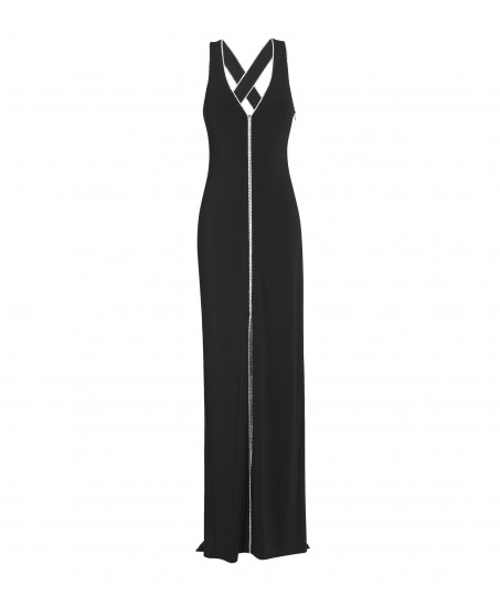 Kleid mit Swarovski-Applikation in Schwarz
