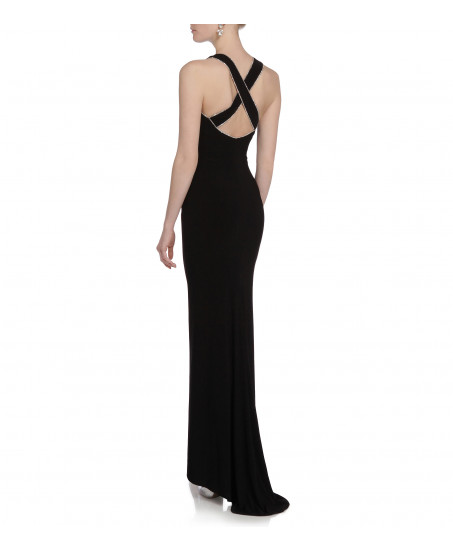 Kleid mit Swarovski-Applikation in Schwarz