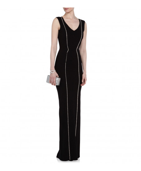 Robe mit transparentem Rückendekolleté in Schwarz