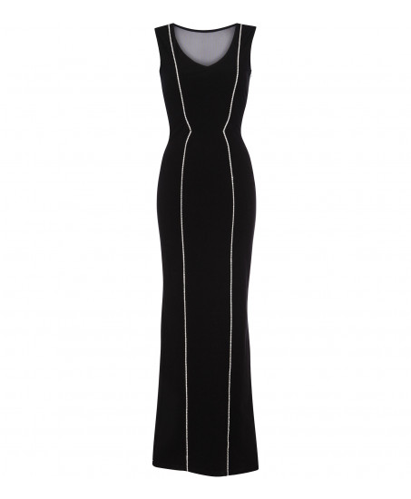 Robe mit transparentem Rückendekolleté in Schwarz