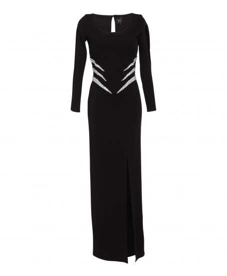 Abendrobe mit Applikation in Schwarz