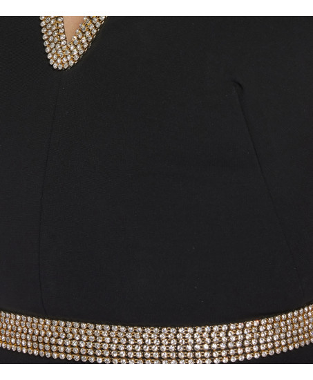 Robe in Schwarz mit Swarovski Bestickung