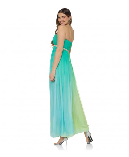 Bustier-Maxikleid aus Seide mit Farbverlauf in Grün