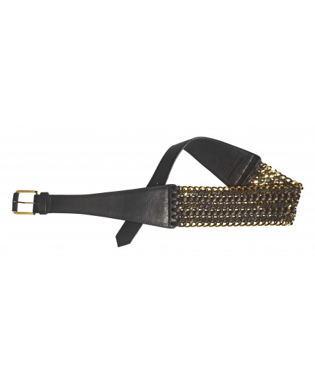 Kettengürtel aus Leder in schwarz/gold