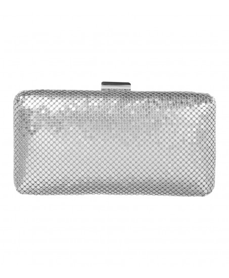 Clutch aus Mesh in Silber