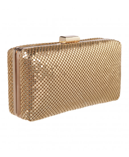 Clutch aus Mesh in Gold