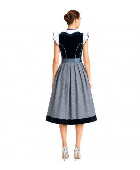 Dirndl Rosalie in Blau mit Froschgoscherl- Freisteller Frontansicht- mieten bei Dresscoded