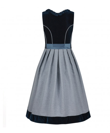 Dirndl Rosalie in Blau mit Froschgoscherl- Freisteller Frontansicht- mieten bei Dresscoded