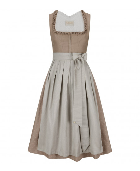 Freisteller- Alpenherz Dirndl Ina mit Froschgoscherl in Taupe.