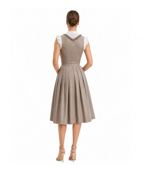Freisteller- Alpenherz Dirndl Ina mit Froschgoscherl in Taupe.