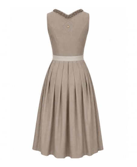 Freisteller- Alpenherz Dirndl Ina mit Froschgoscherl in Taupe.