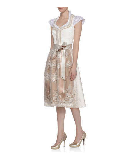 Hochzeitsdirndl Mary in Weiß/Gold