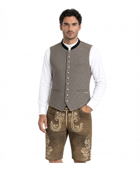 Freisteller vorne- Alpenherz Weste Ludwig in Schwarz/Beige