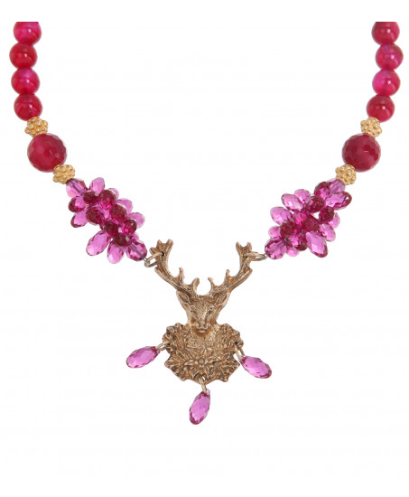 Pinke Wiesnkette mit Hirschanhänger