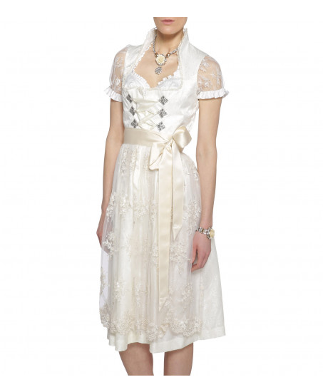 Dirndlbluse in Créme mit Spitzenarm