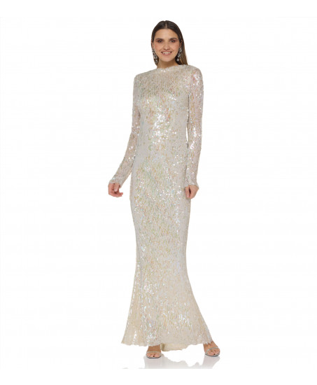 Paillettenrobe in Perlmutt