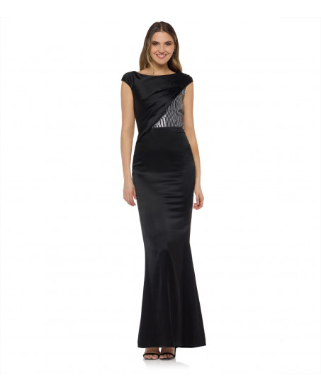 Abendrobe mit Pailletten in Schwarz/Weiss