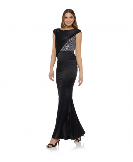 Abendrobe mit Pailletten in Schwarz/Weiss
