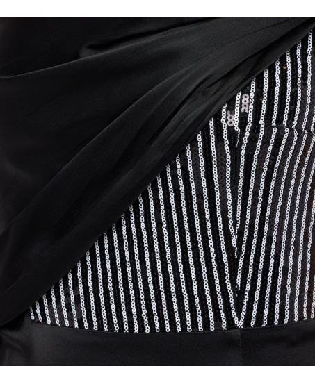Abendrobe mit Pailletten in Schwarz/Weiss