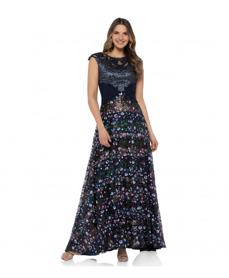 Abendkleid mit Blumenbestickung