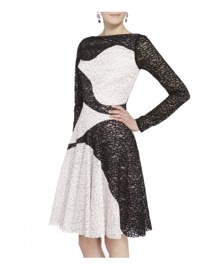Cocktailkleid aus Spitze in Schwarz-Weiss