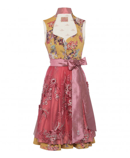 Dirndl in Gelb/Pink