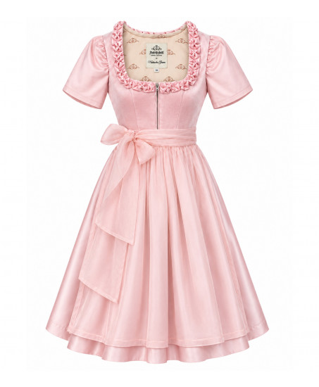 Vorderansicht Freisteller-rosa Dirndl mit Froschgoscherln