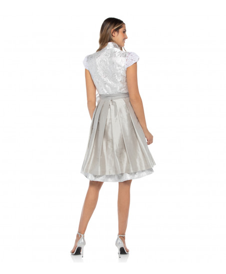 Seiden-Brokatdirndl in edlem Silber