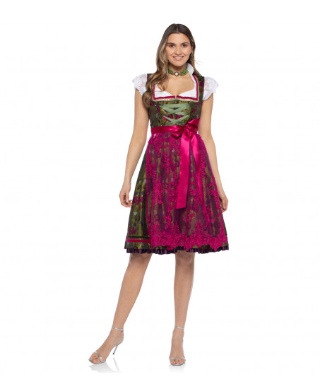 Grünes Dirndl mit zartem Blütendruck
