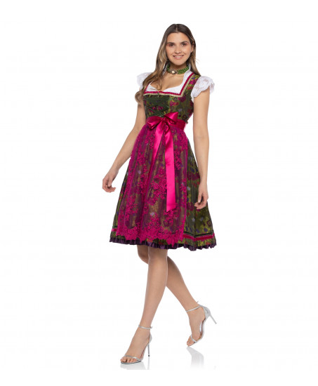 Grünes Dirndl mit zartem Blütendruck