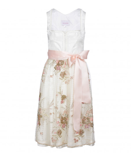 Brautdirndl in Weiss/Rosé