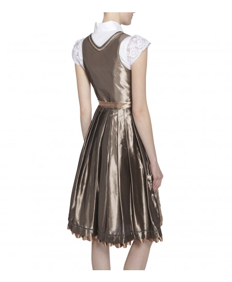 Dirndl in Gold/Nude mit Spitzenschürze