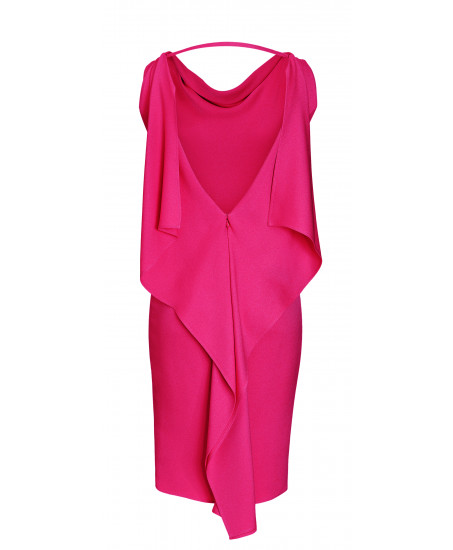 Seidenminikleid mit Volants in Pink