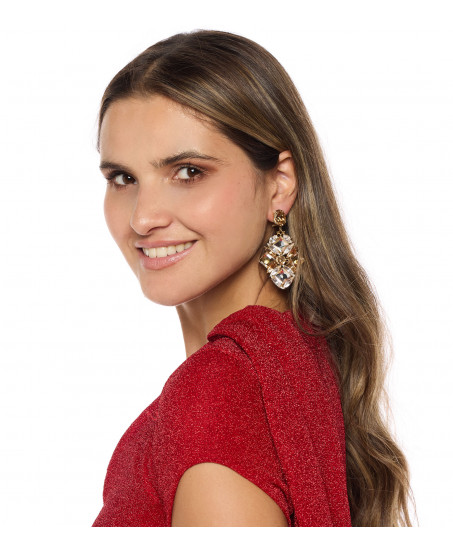 Kristall-Ohrringe in Silber/Gold