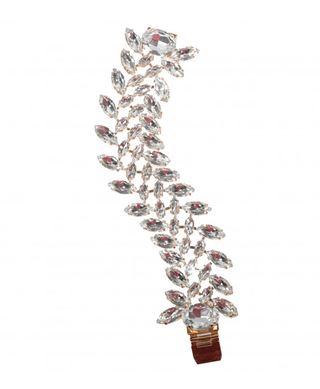 Statement Armband von Philippe Ferrandis mit transparenten Baguette-Steinen-Vorderansicht