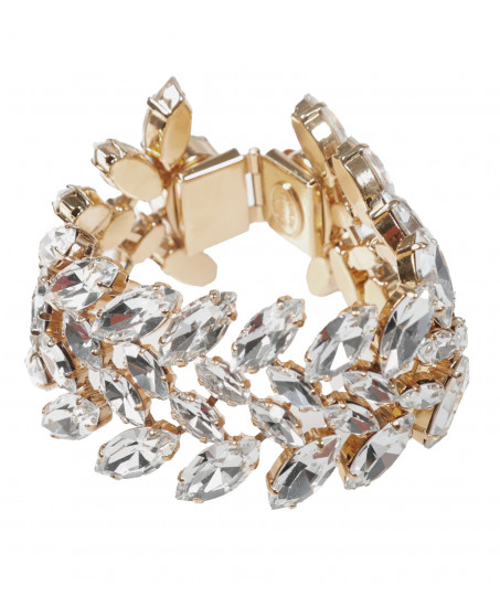 Statement Armband von Philippe Ferrandis mit transparenten Baguette-Steinen-Vorderansicht