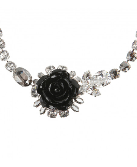 Collier mit Rose in Schwarz