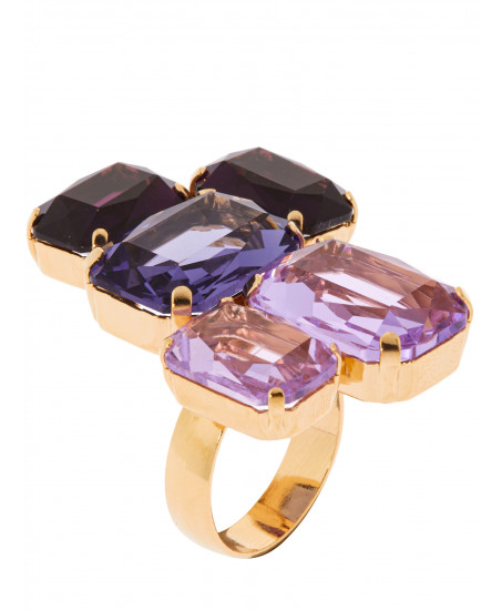 Ring mit Baguette-Steinen in Lila